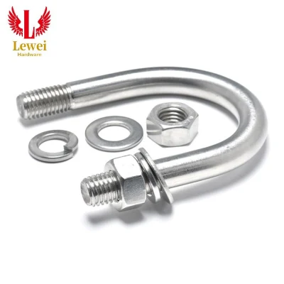 Custom Size Stainless Steel SS316 U Type Shaped Lock Ubolt Pipe Clamp Square U Bolt for Truck Grade 10.9 Hot DIP Galvanized